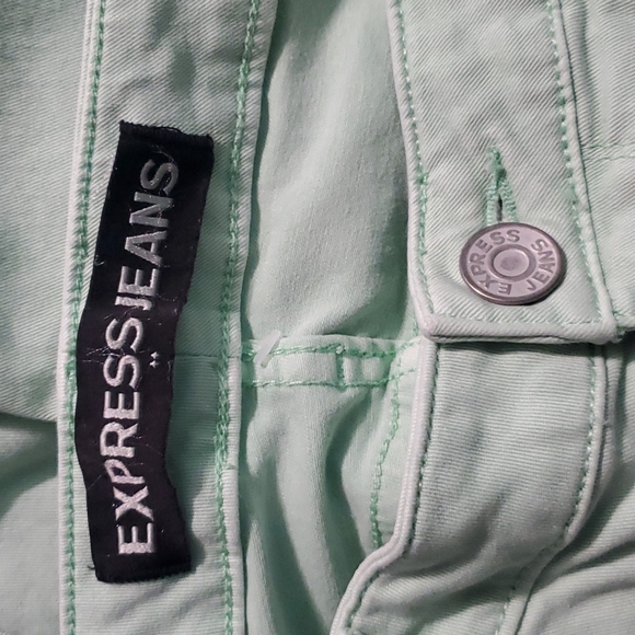 ♥️ EXPRESS ANKLE LEGGINGS JEANS stretch skinny ment green size 8 - Picture 5 of 7